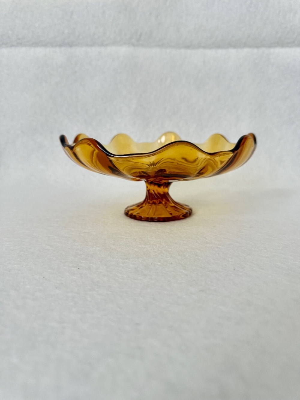 Vintage Viking Glass Amber Epic 9 Petal Compote